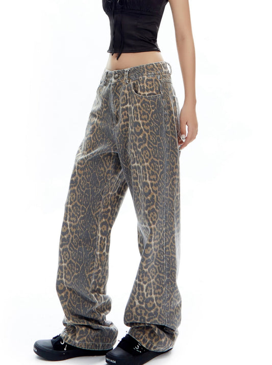 Retro Low Rise Leopard Pants