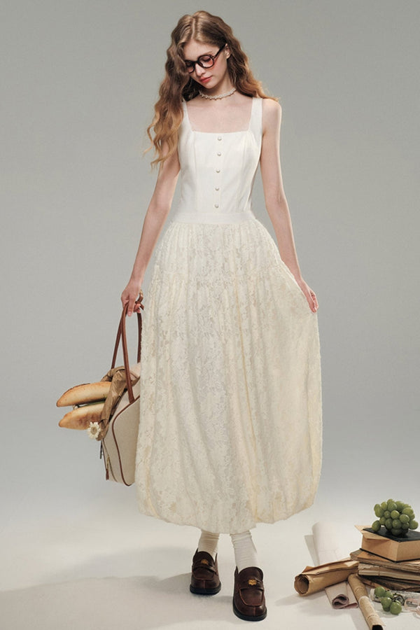 Samtspitzen Französisches Maxikleid 