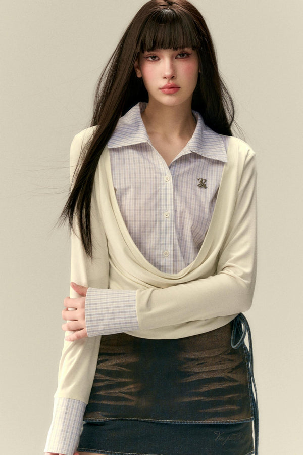 Layered Plaid Patchwork Shirt