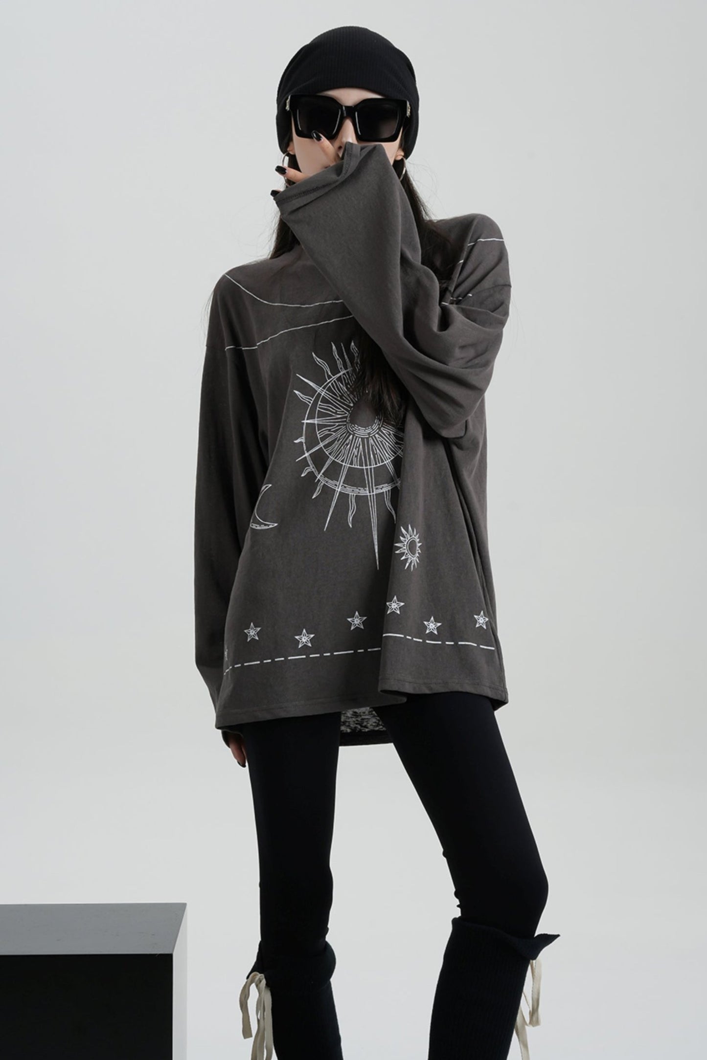 Sense Print Loose Long Sleeve T-Shirt