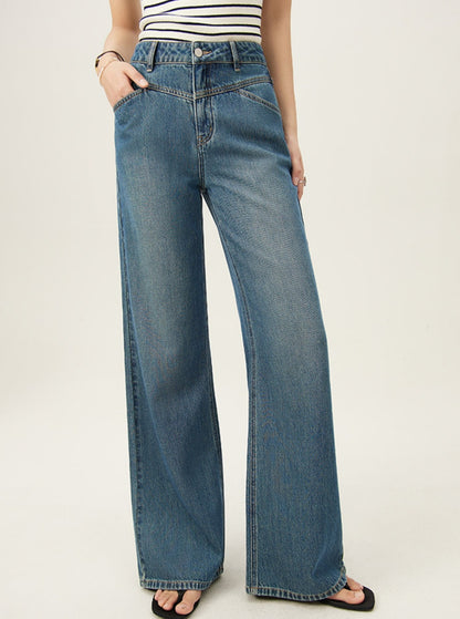 American Retro Straight Waist Straight Pants