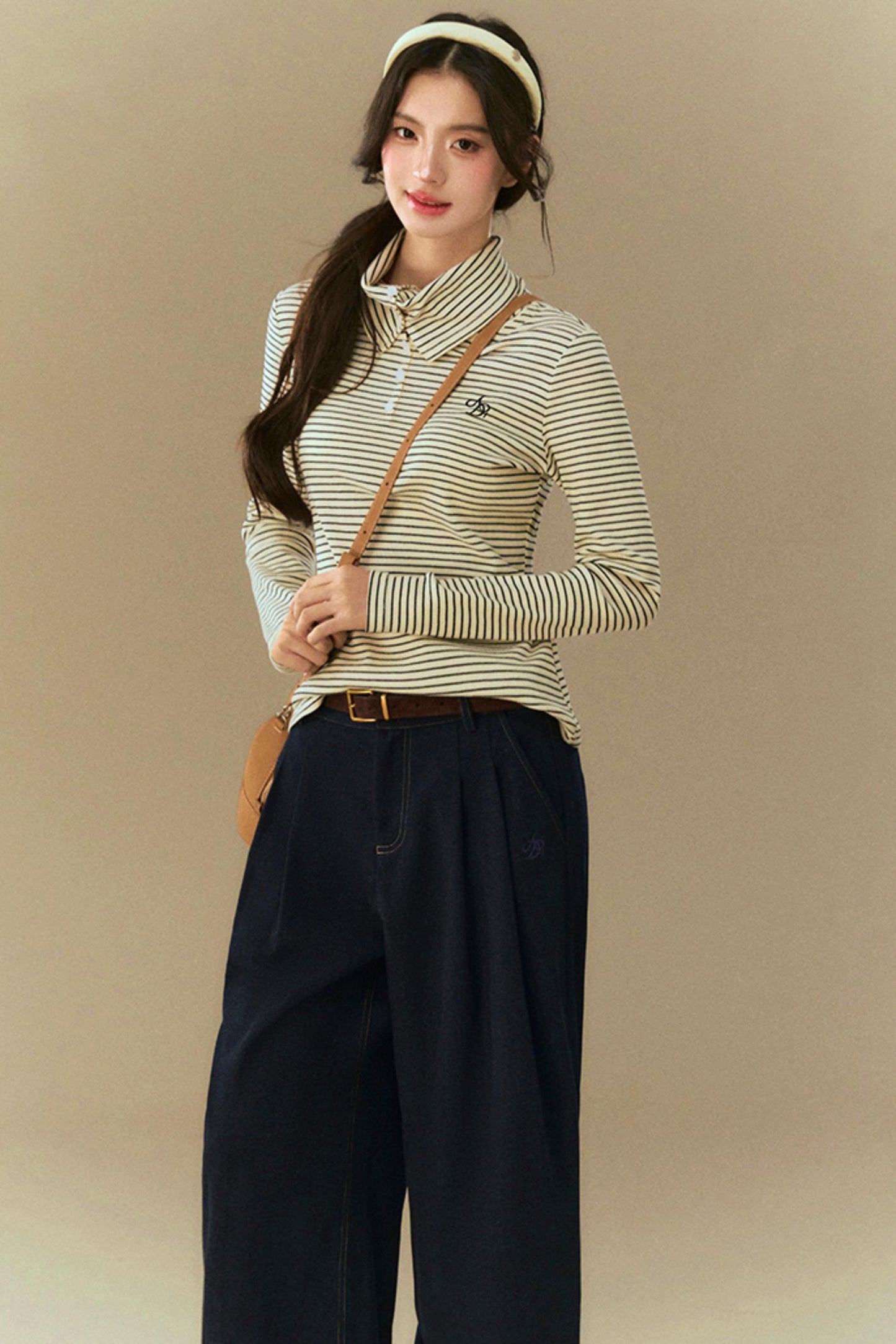 Pile Collar Striped Base Shirt