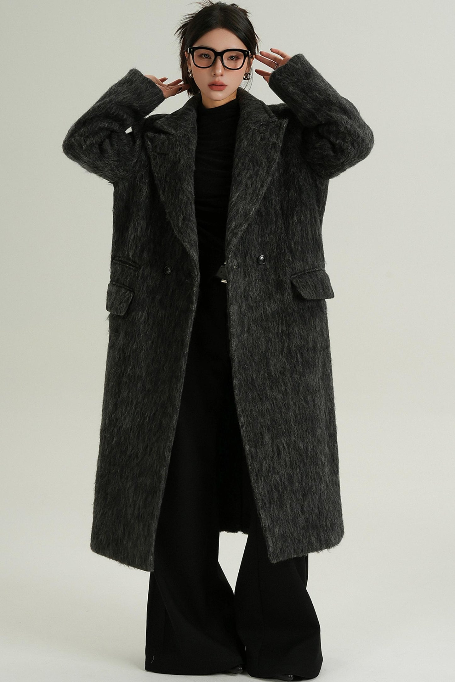 Classic Long Wool Tweed Coat