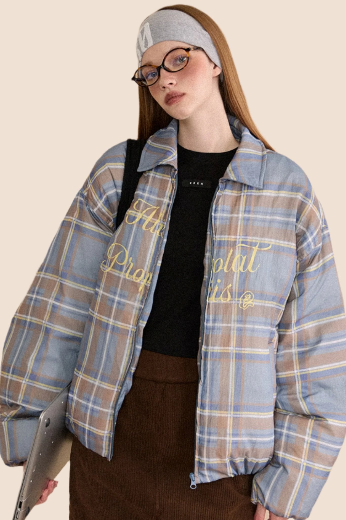 EZEK American Retro Original Check Small Man Short White Duck Down Down Jacket Women's Winter Loose and Thin Jacket