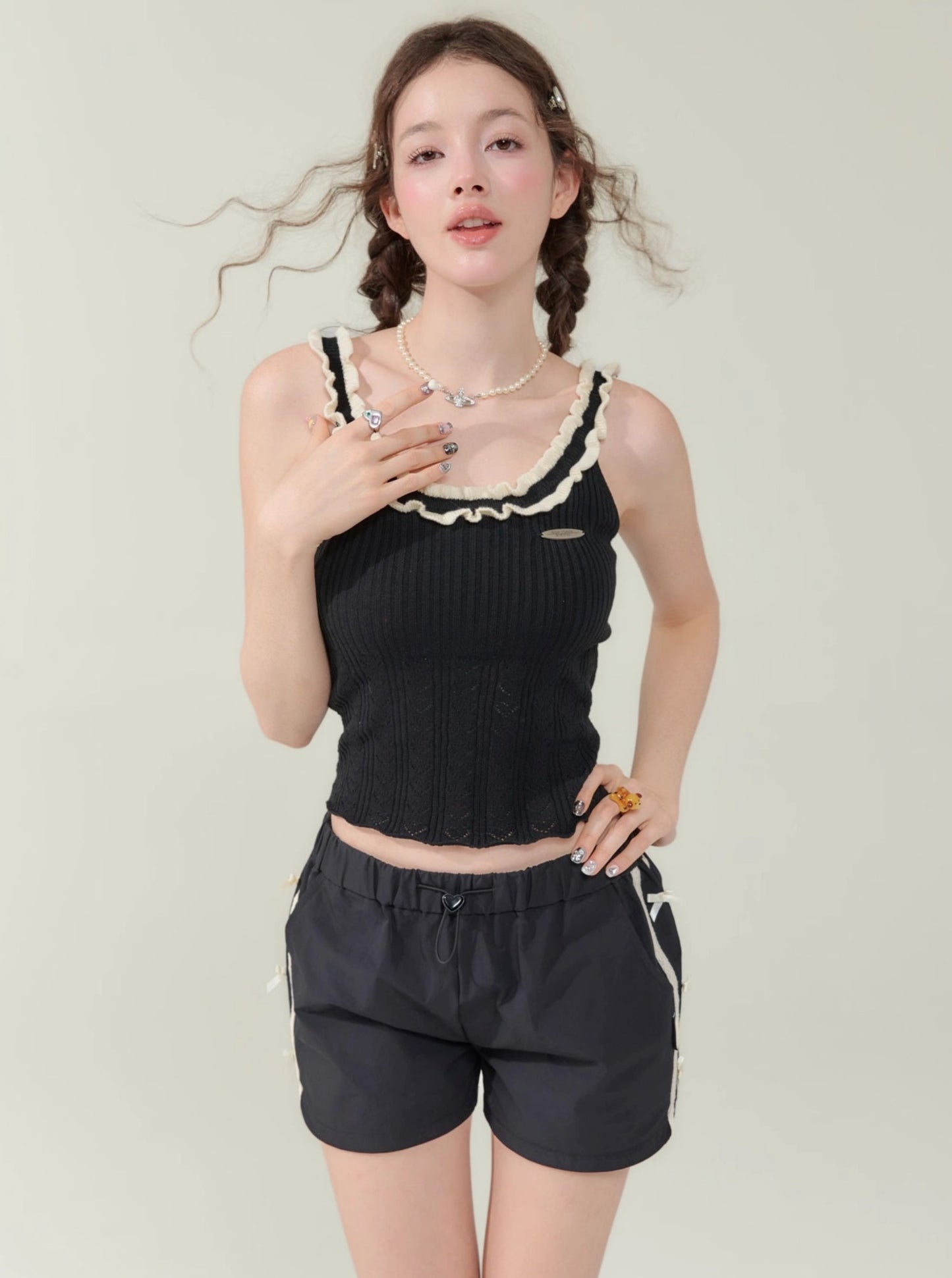 Hollow Lace Cropped Vest Top