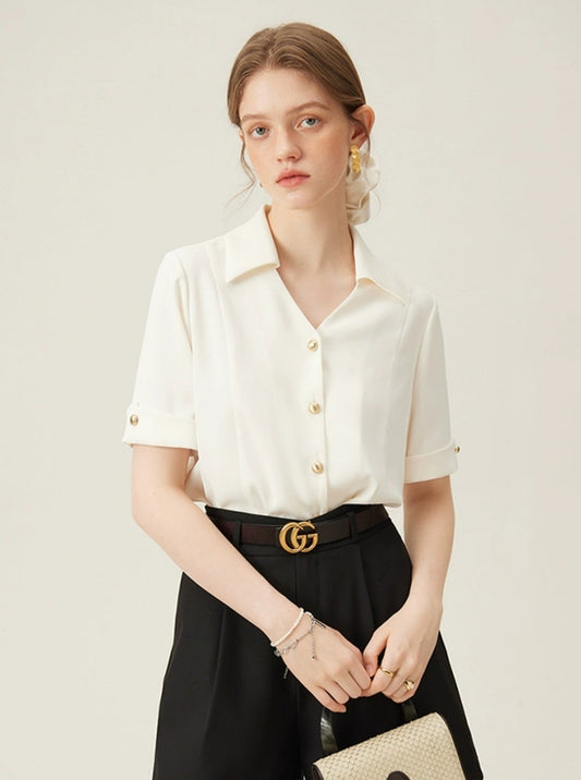 French Slouchy Short Sleeve Shirt