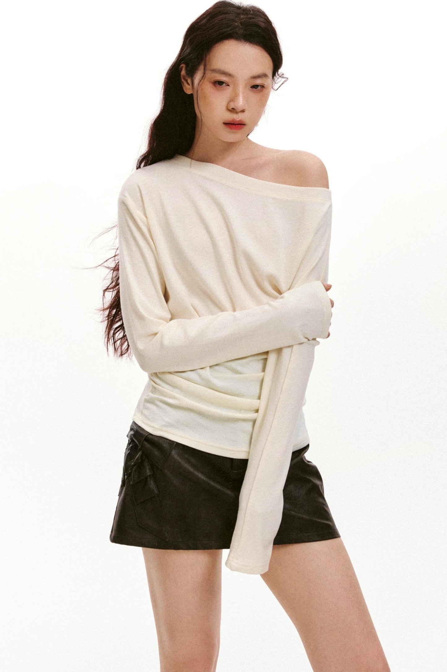 Lyocell Wool Slanted Shoulder Shirt