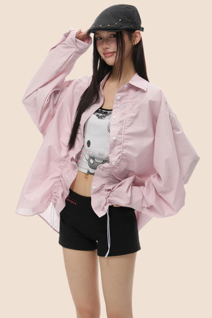Loose Fit Gathered Shoulder Shirt