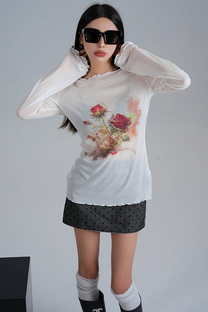 American Sheer Print Long-Sleeve T-Shirt