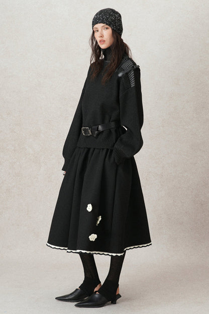 Kontrastierende Häkel-A-Linien-Puff-Rock 