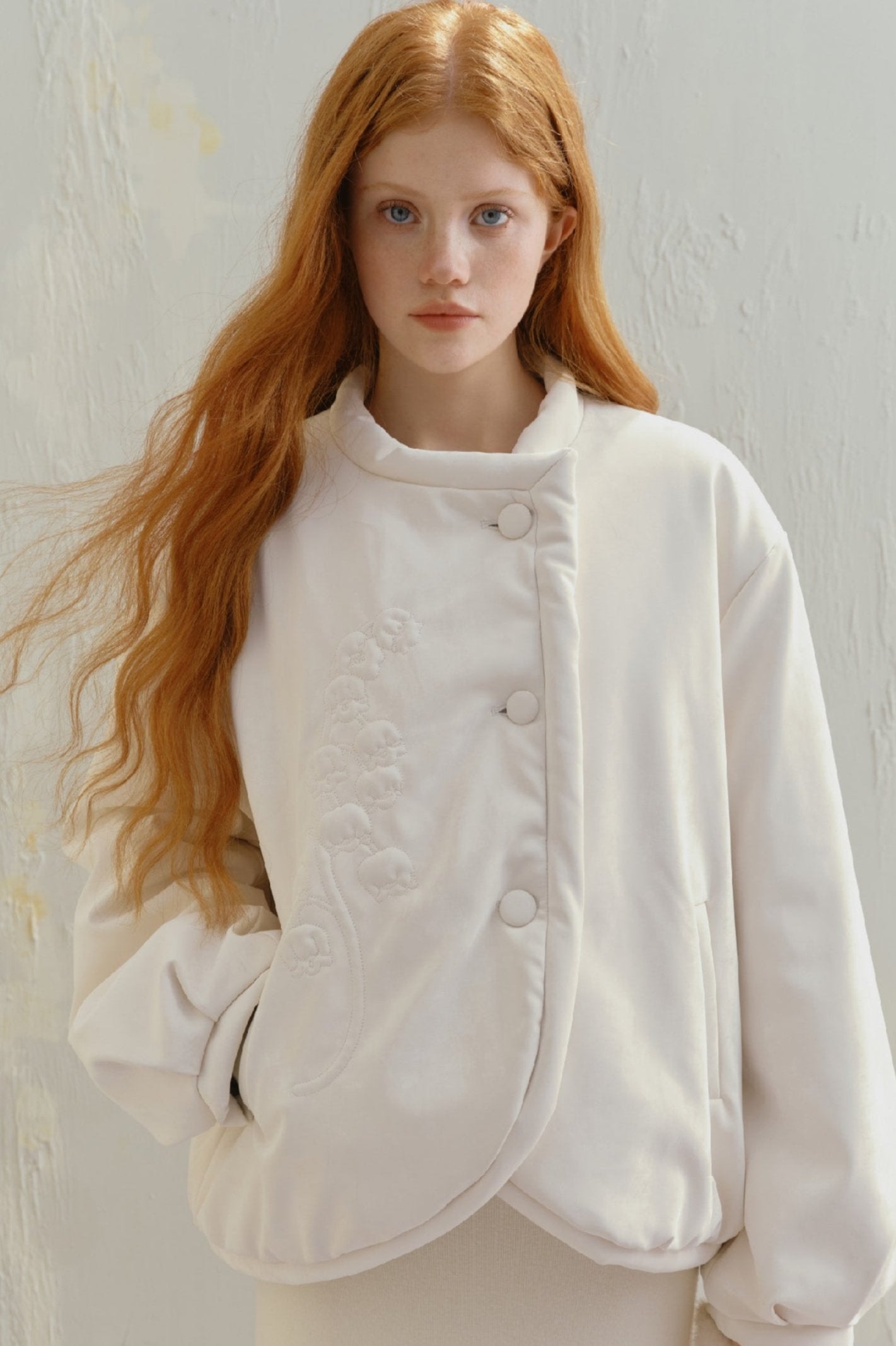 White Tower Embroidered Cotton Jacket