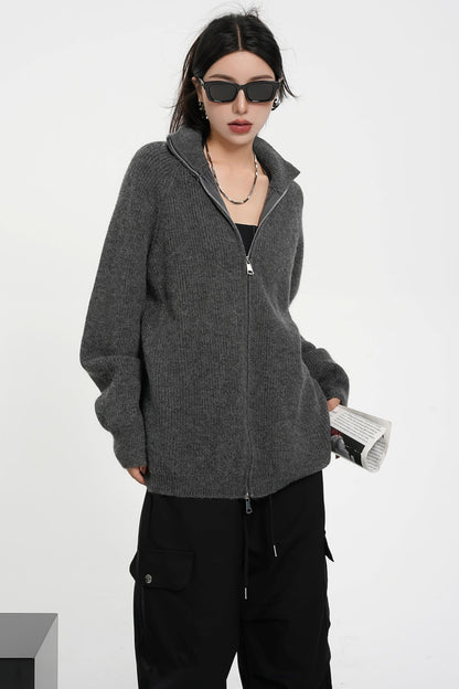 Loose Turtleneck Knit Cardigan Sweater Jacket