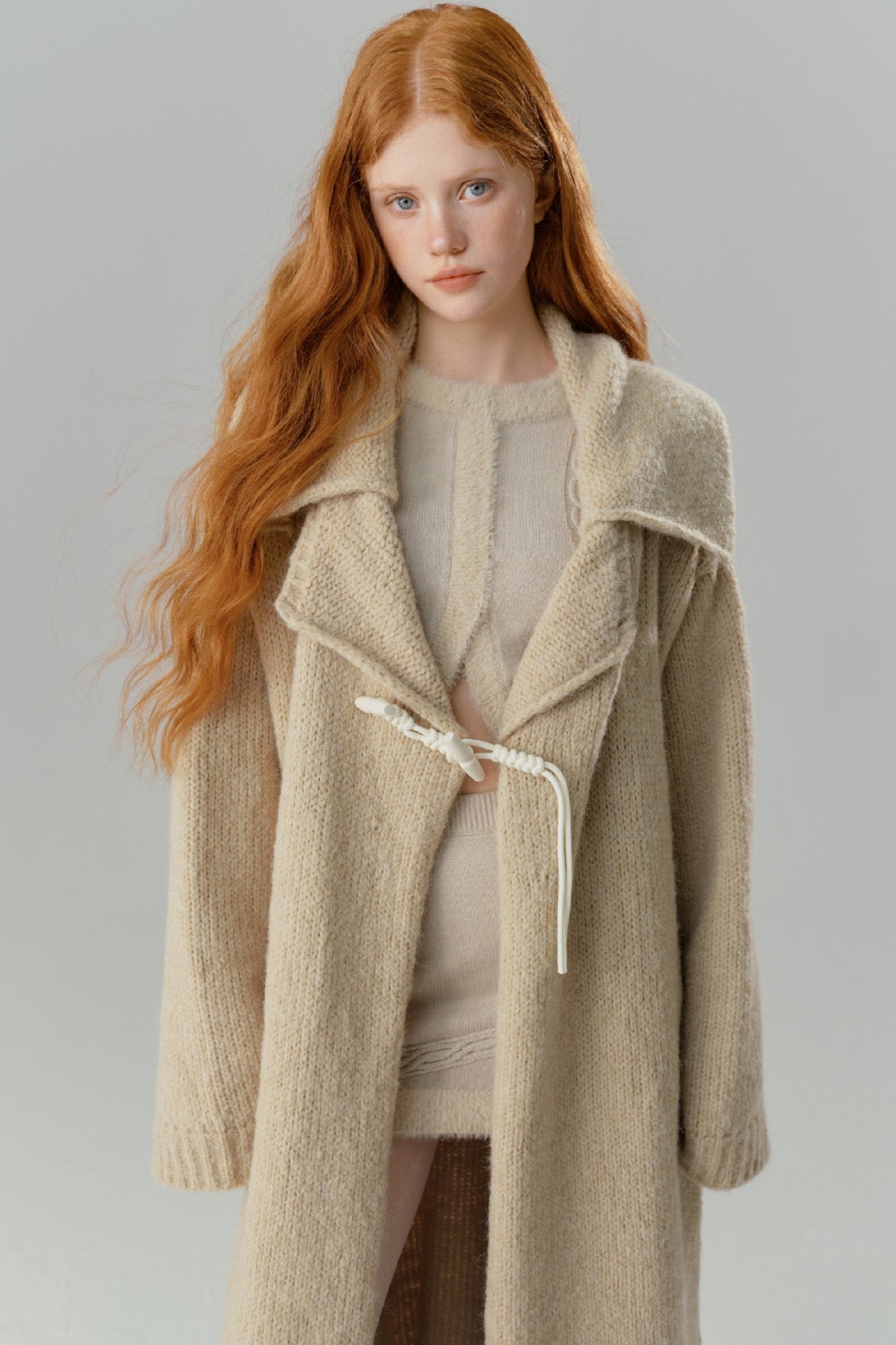 Wool Lapel Long Cardigan Jacket