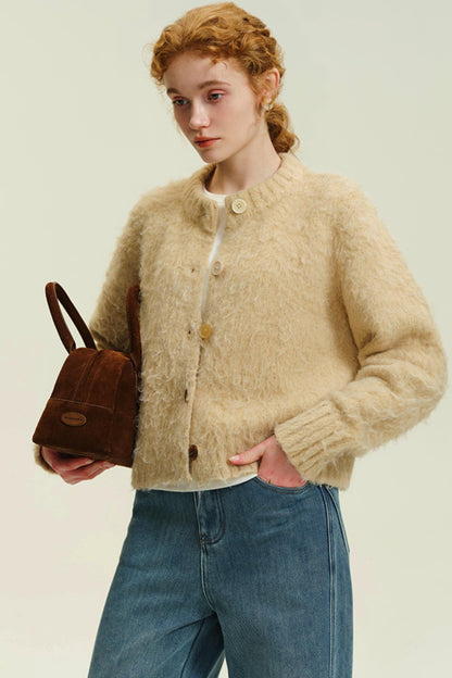 Alpaca Plush Crew Cardigan