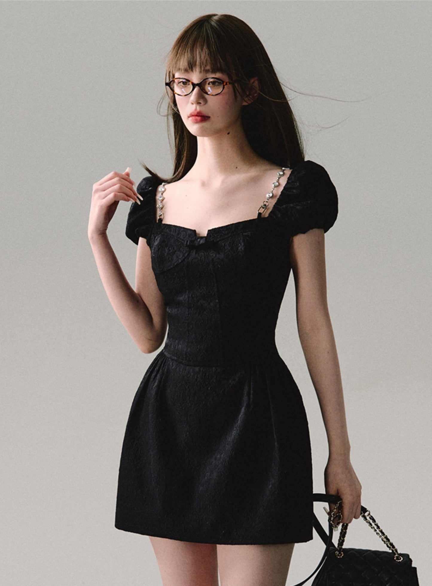 Princess Waist Jacquard Slip Dress