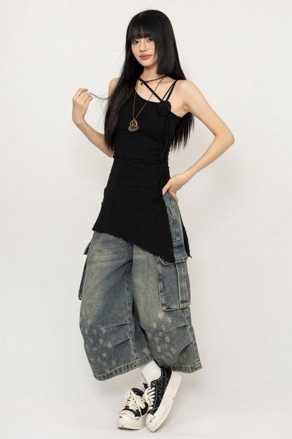 Summer Open-Shoulder Slim Tank Top