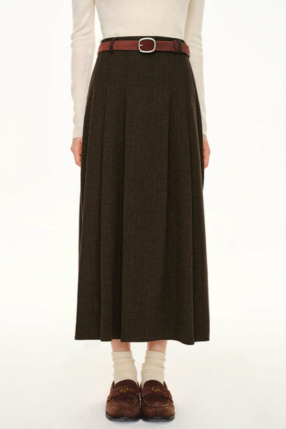 RETRO PREPPY WOOLEN A-LINE SKIRT