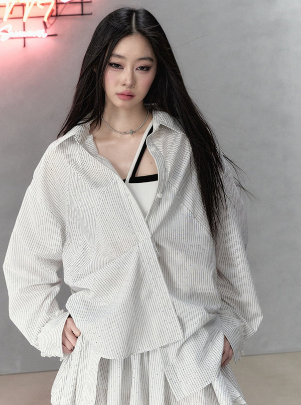 Diamond Striped Lace Panelled Set-Up