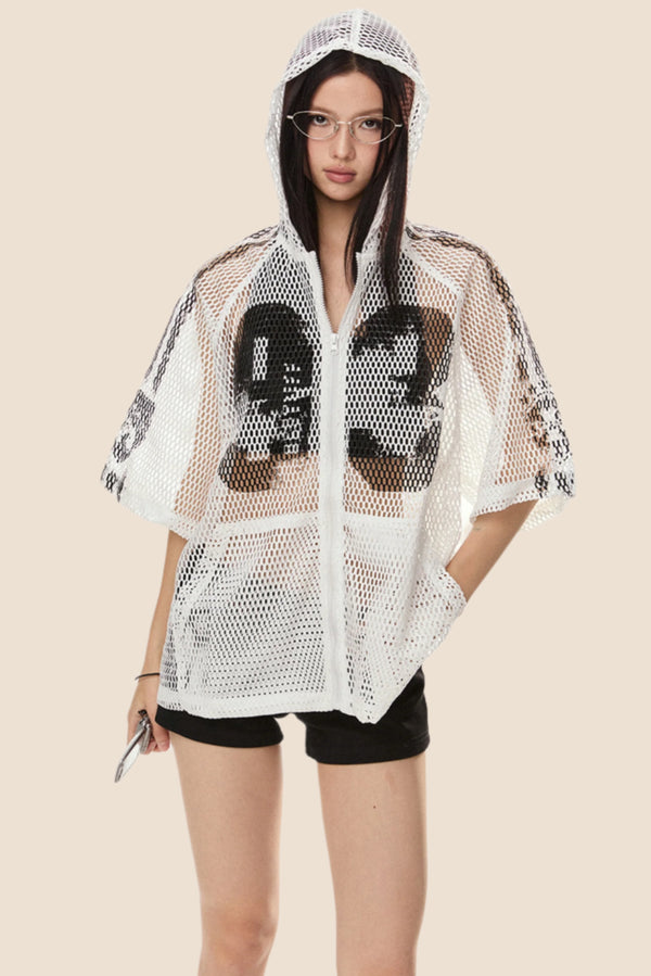 Casual Mesh Design Hoodie