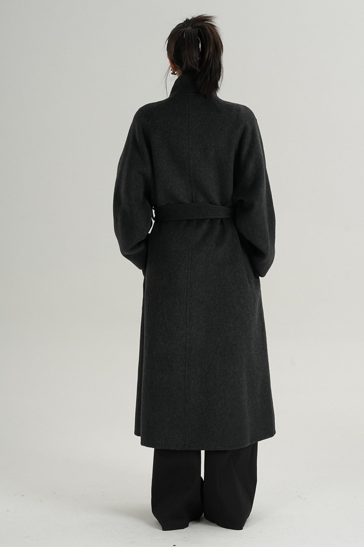 Red Long Stand-Up Collar Wool Coat