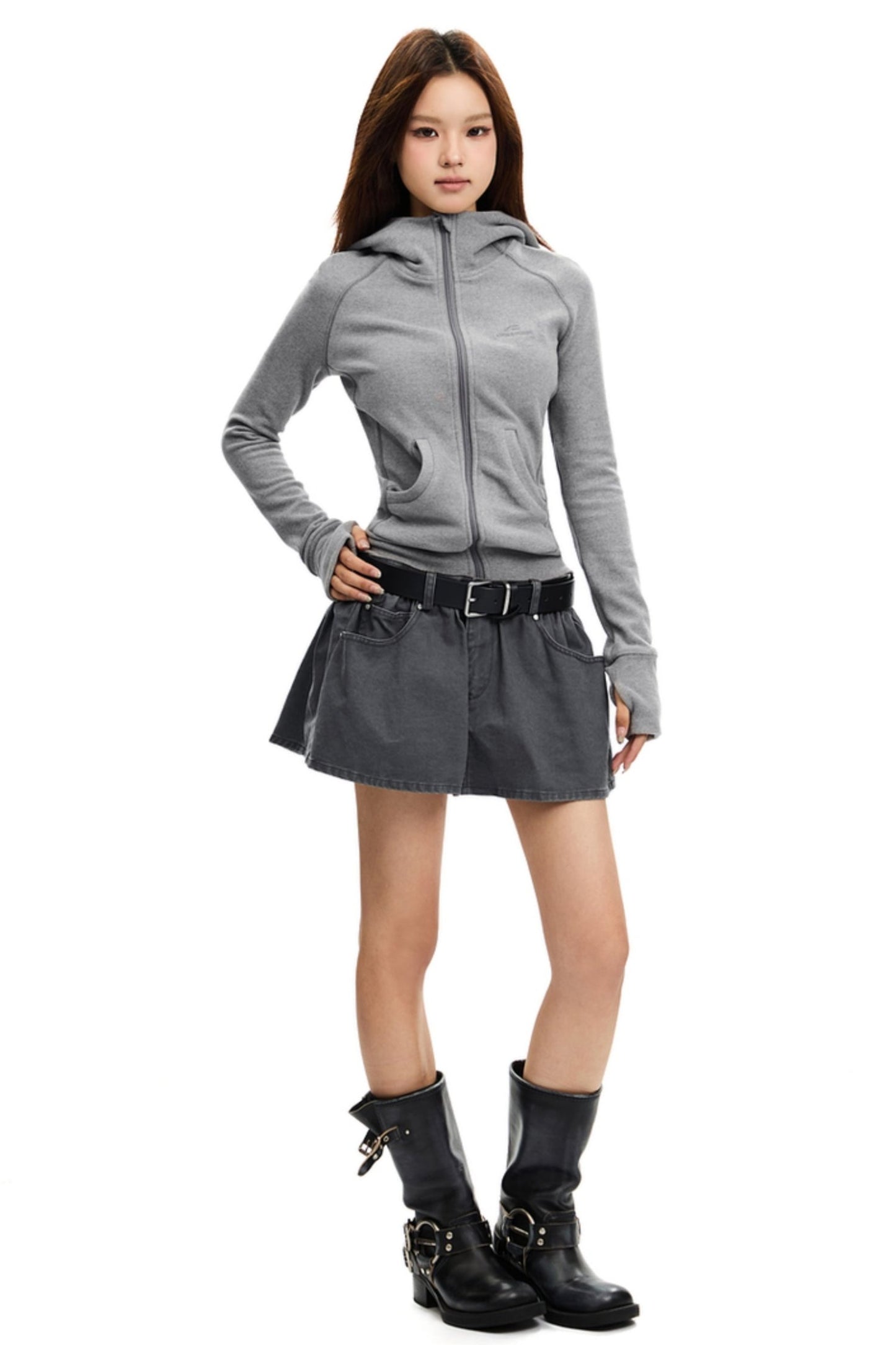 Sporty Hooded Drawneck Cardigan