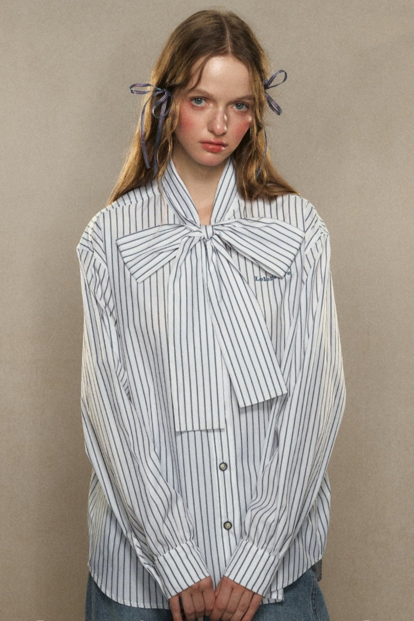 French Vintage Black White Striped Shirt