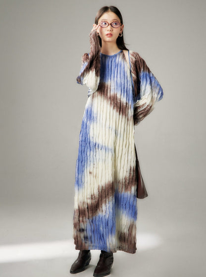 Knitted Shawl Halterneck Dress Set
