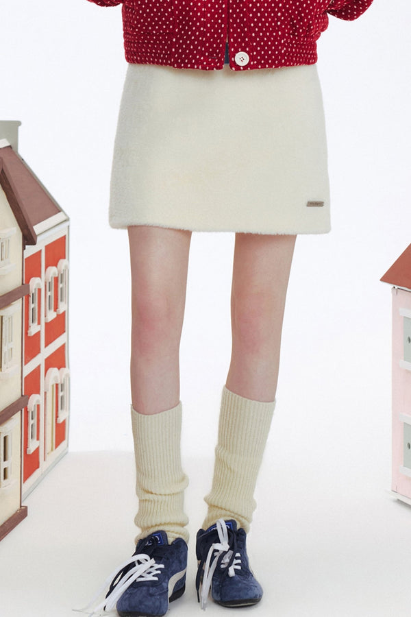 레트로 벨벳 눈 A라인 스커트 