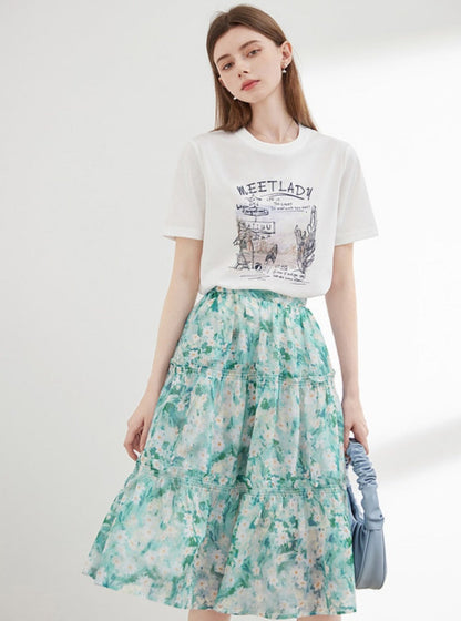 Mint Mambo Floral Skirt