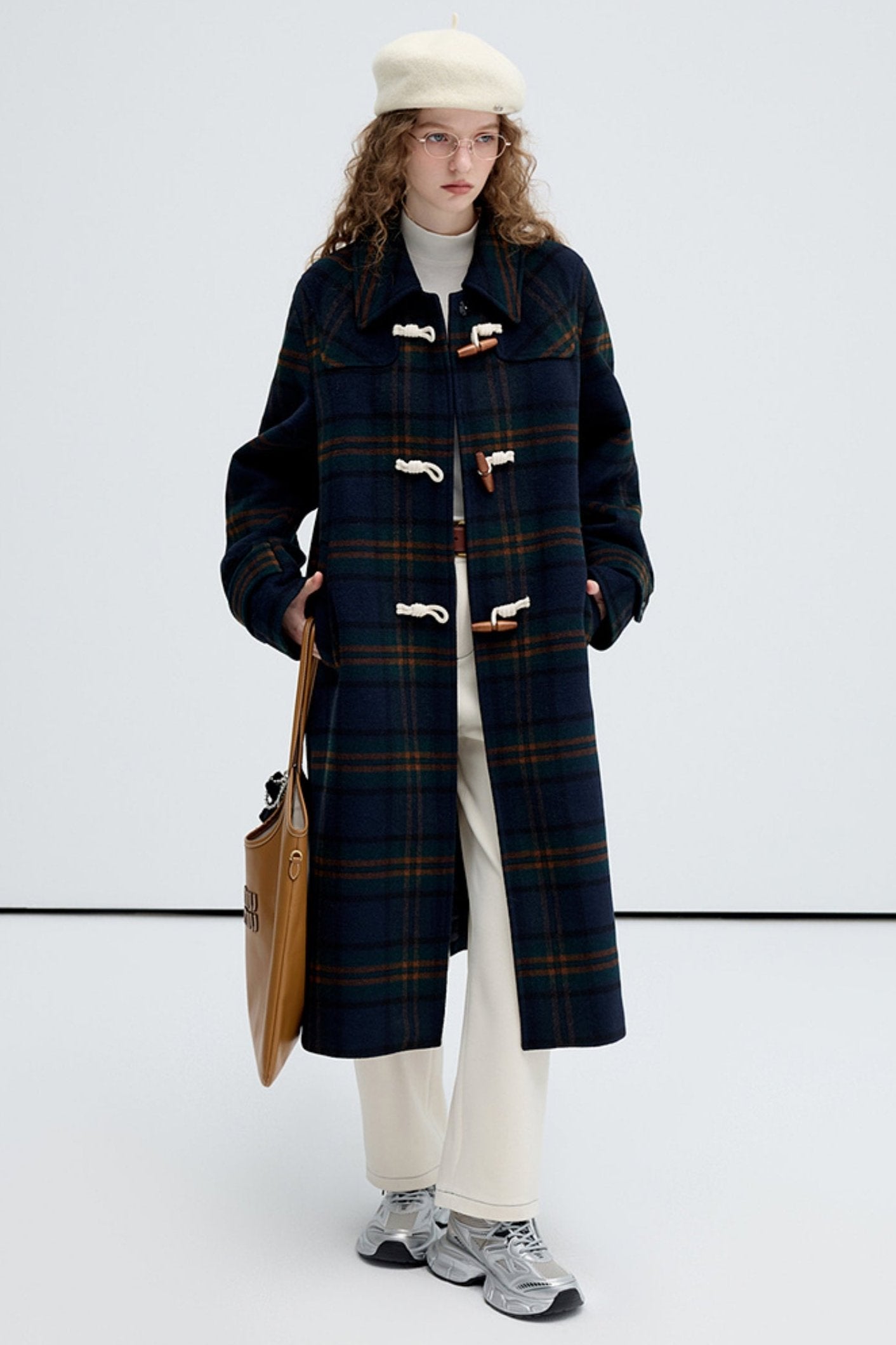 Textured Wool Check Coat