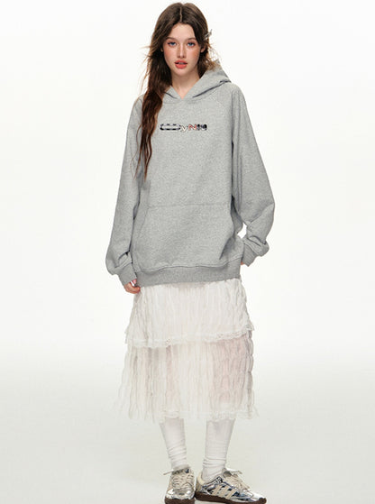 Loose Street Embroidered Hoodie Top