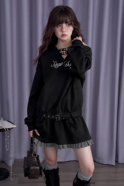 Hooded Street Casual Loose Sweatshirt Dress