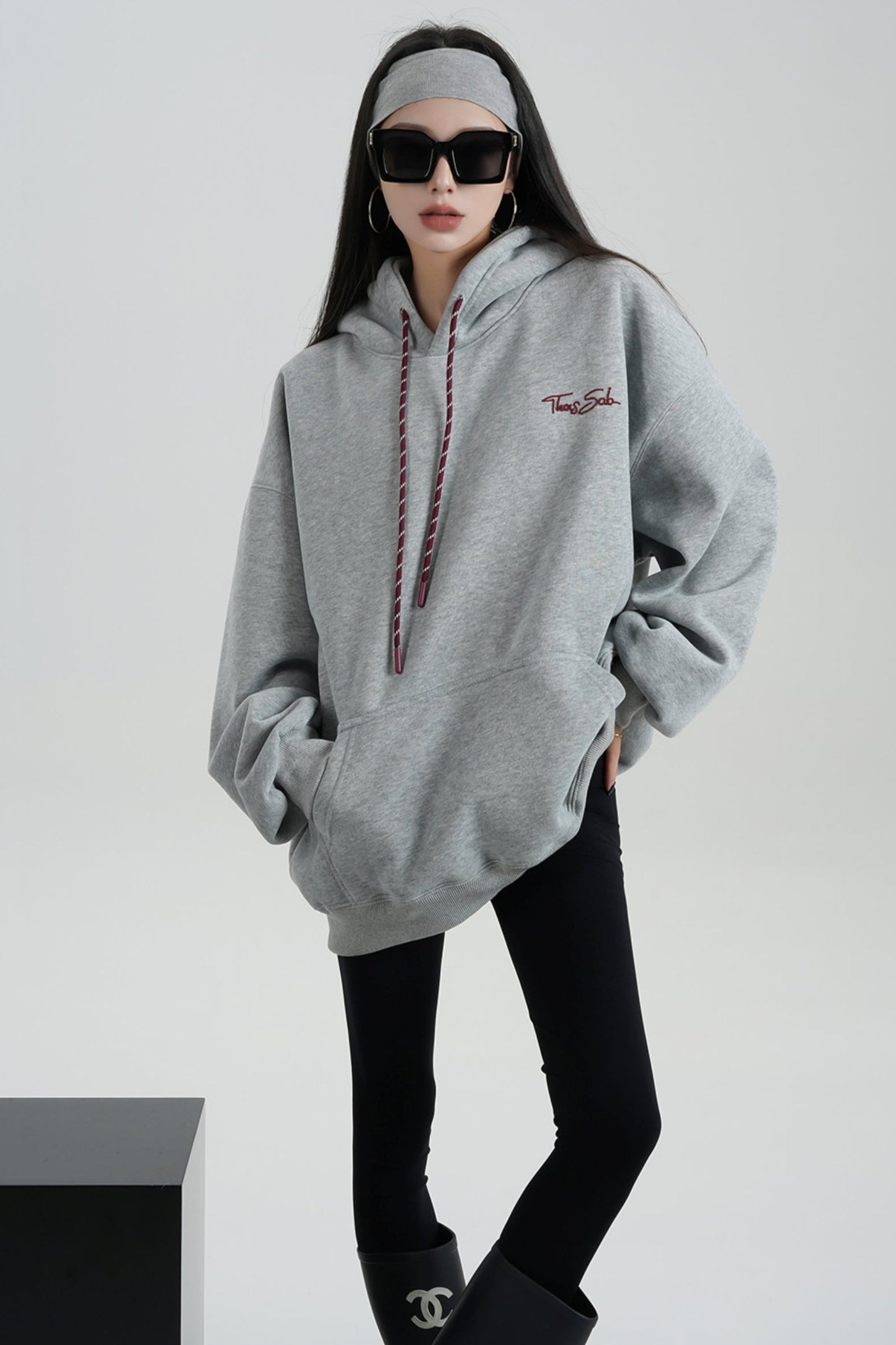 Hooded Mid-Length Fleece Sweatshirt