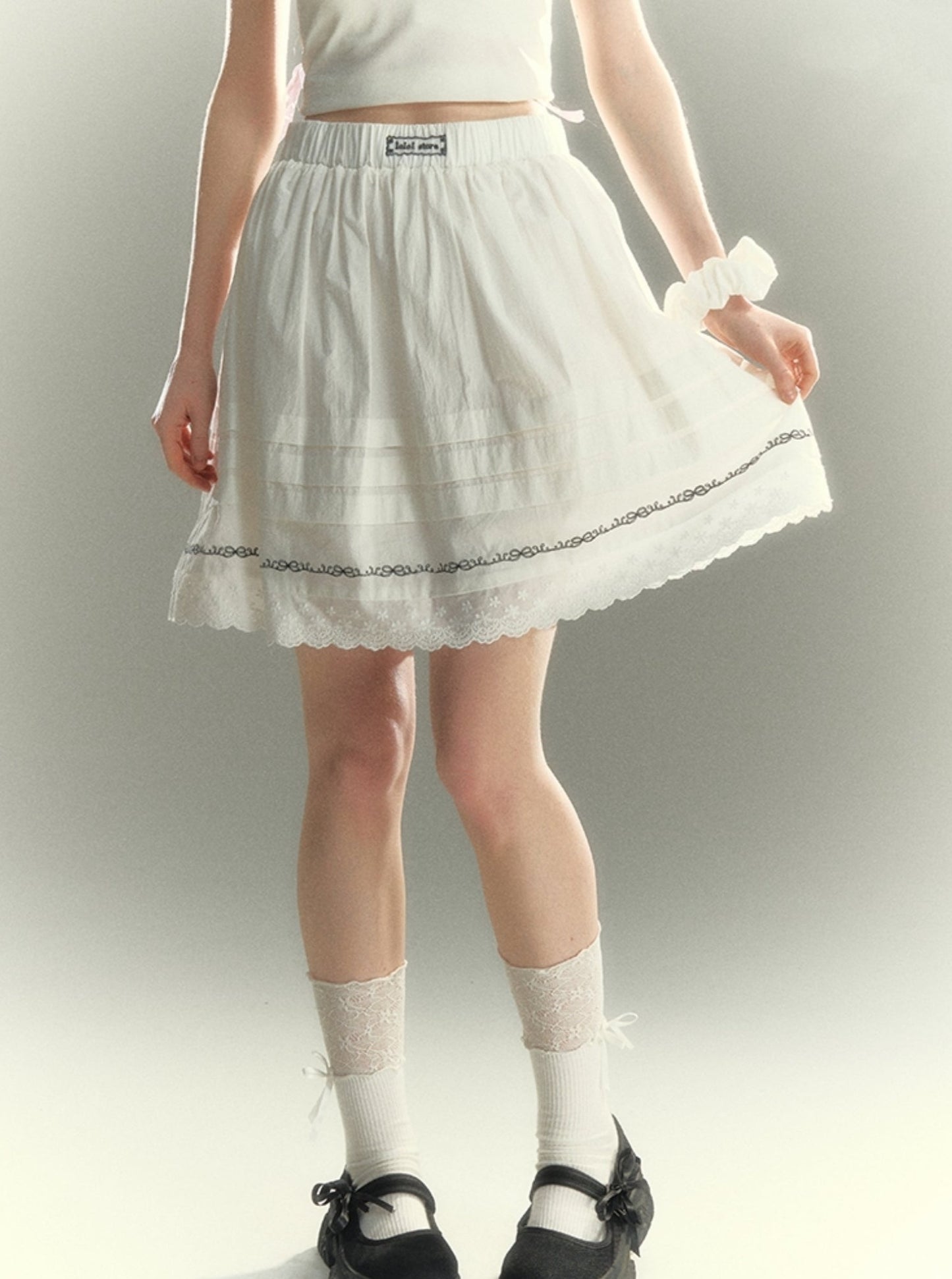 High Lace A-Line Skirt Short Skirt Set-Up
