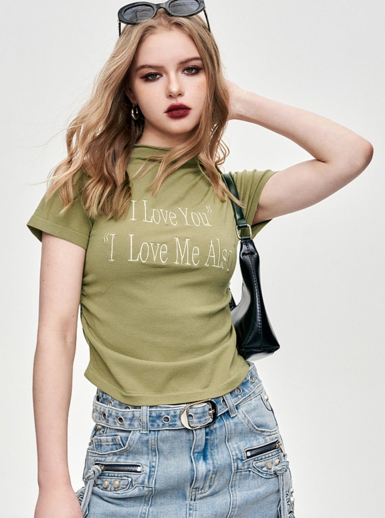 Letter Print Half Turtleneck Tee Top