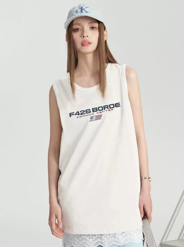 Mini Flag Graphic Loose Vest Top