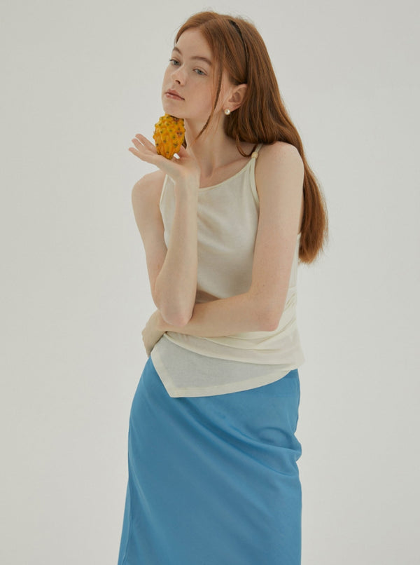 Tencel Pinch-Pleated Tank Top