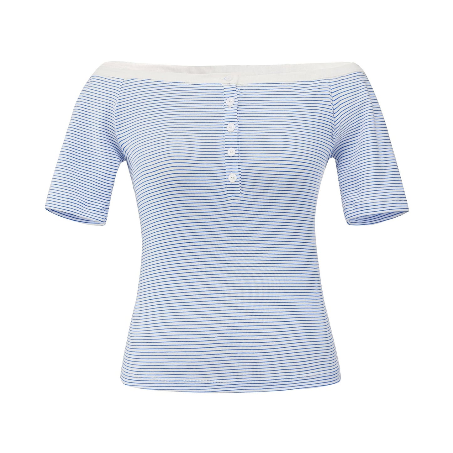 Blue Asymmetrical Lace Top