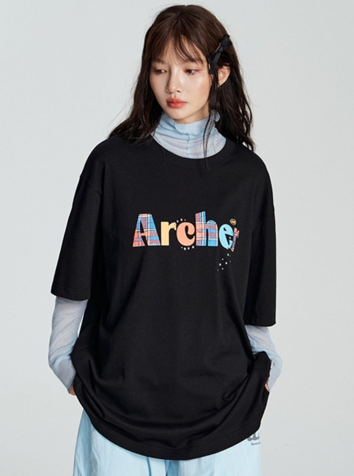 Check Letter Print T-Shirt