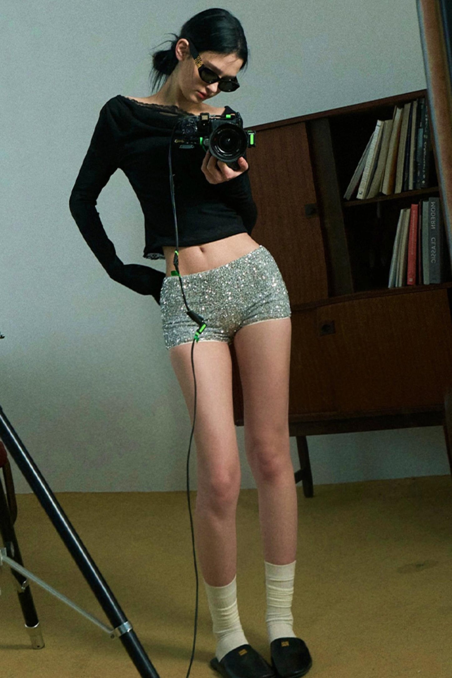 Cut-Out Lace Slimming Knit Top