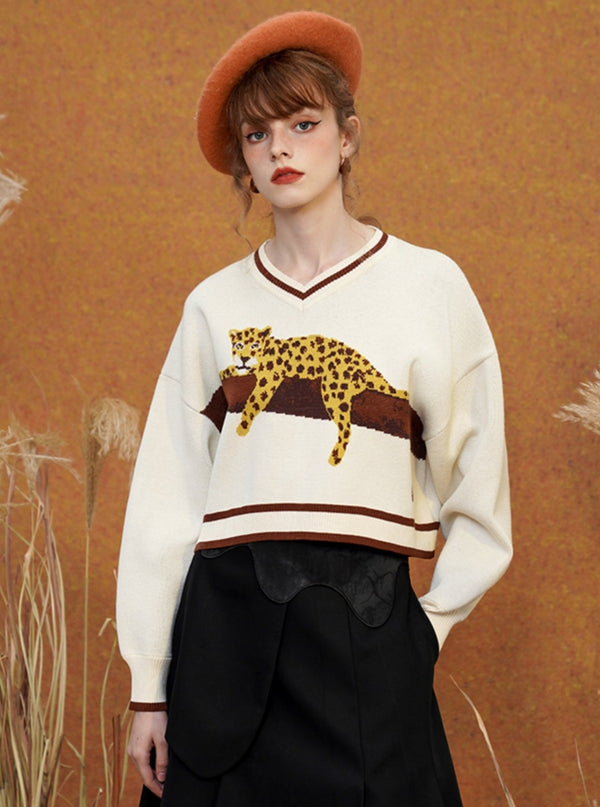 Niche Retro Design Interesting Leopard Top