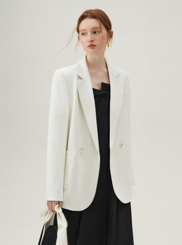 Korean Version White Blazer Coat