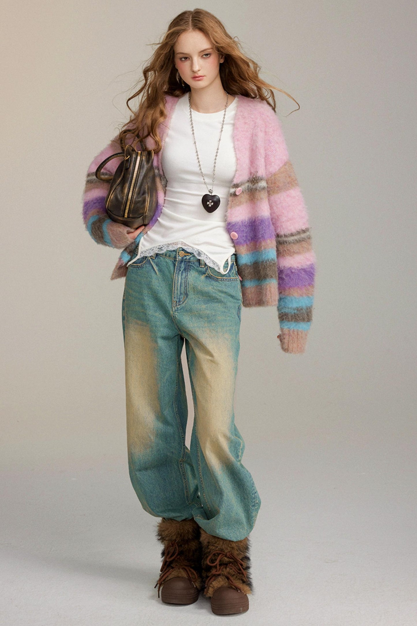 Brushed Color Stripe Cardigan