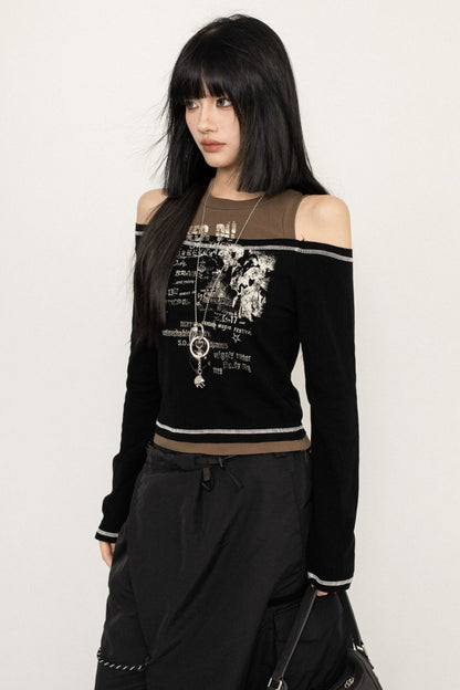 American Off-The-Shoulder Design Crop Top