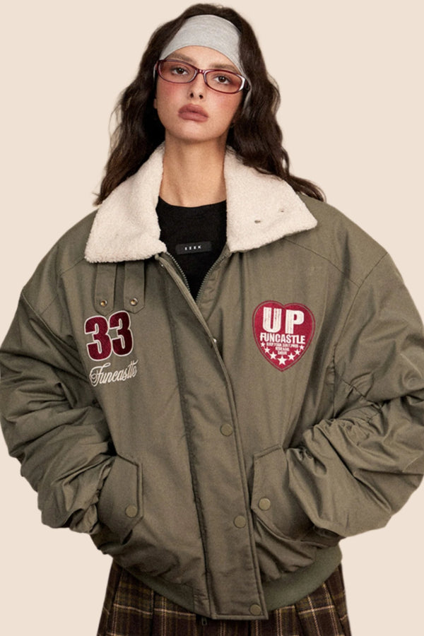 레트로 램스울 라펠 코튼 자켓 