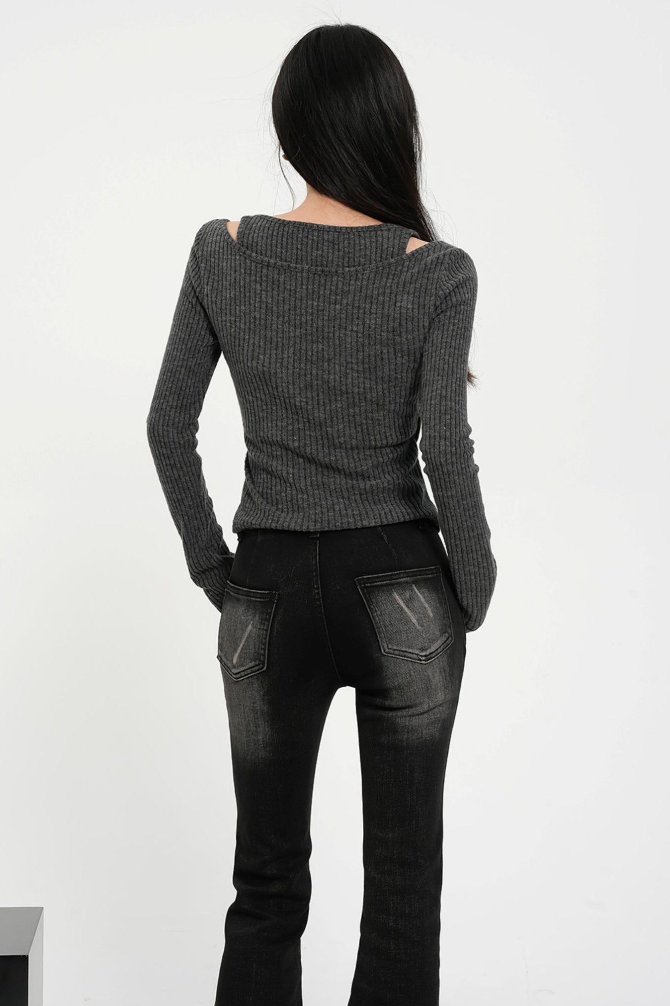 Fake Two Short Long Sleeve Knit Tops