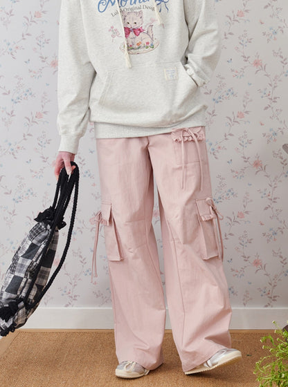 Bow strap casual pants