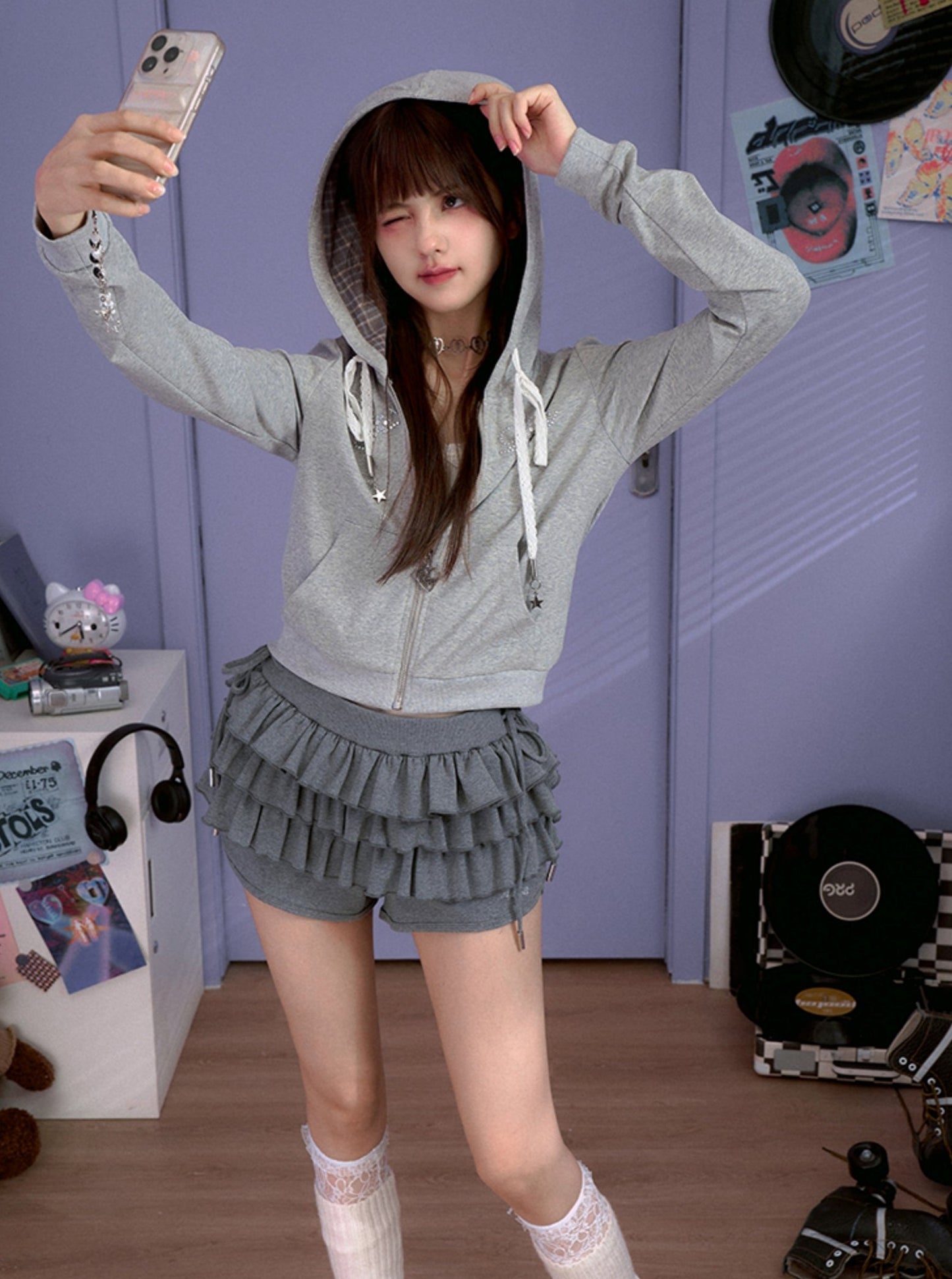 Diamond Hooded Sweatshirt Jacket