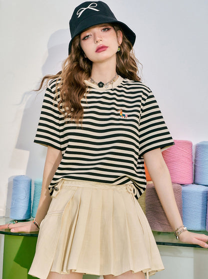 High Waist A-Line Cotton Skirt