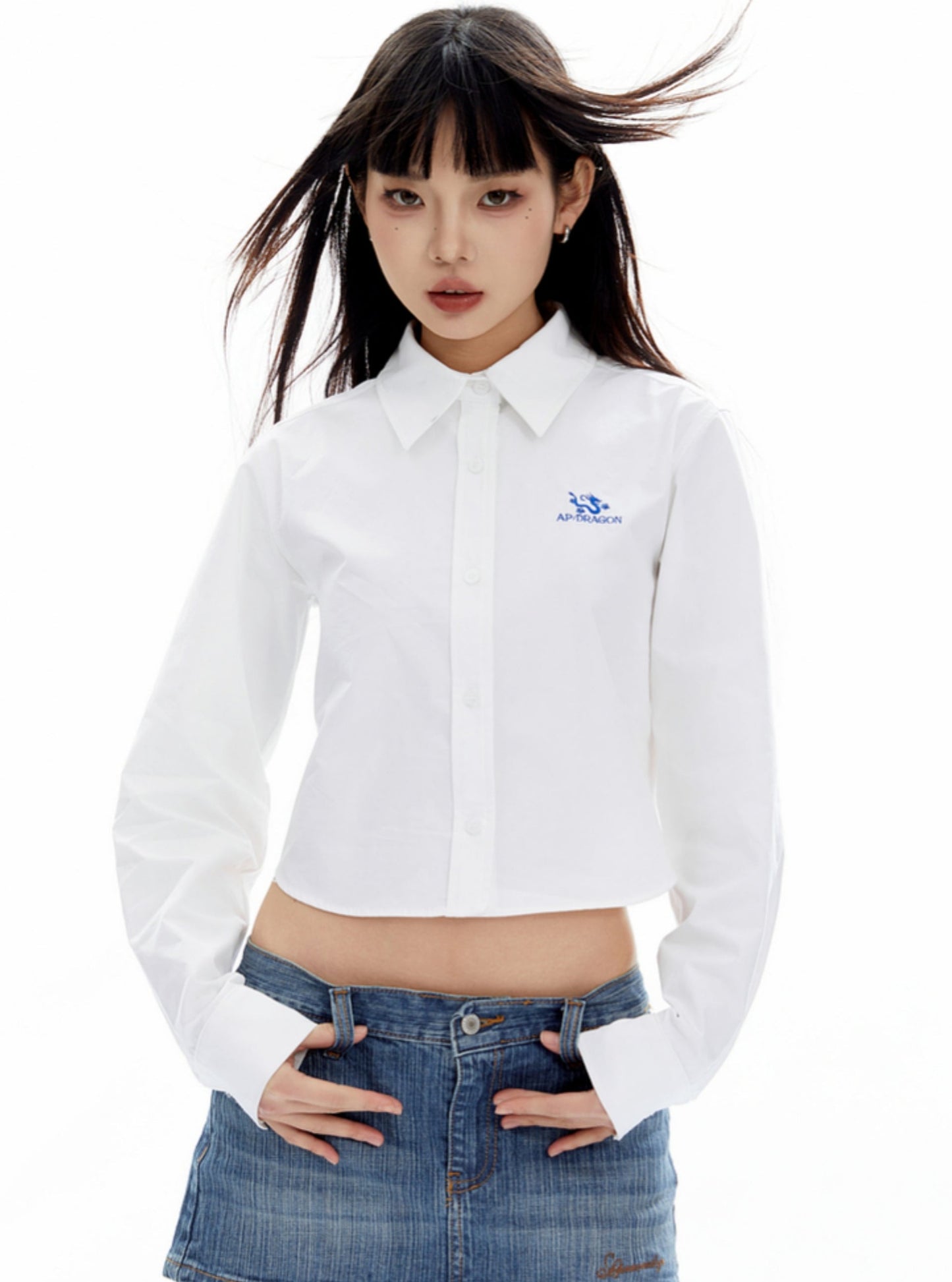 Versatile Embroidered Blossom Lapel Shirt